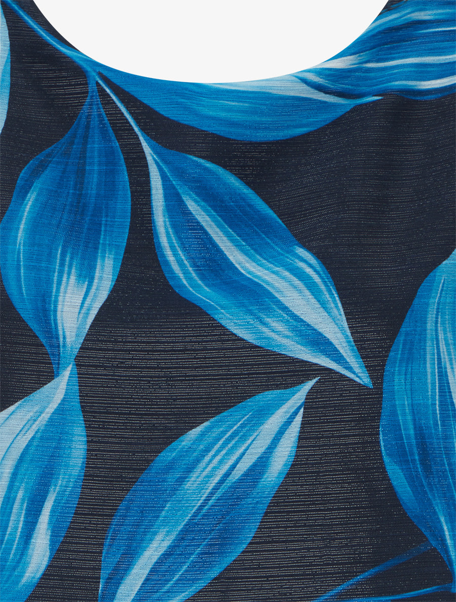 Blouse imprimé feuillage à détail irisé - Marine - 3