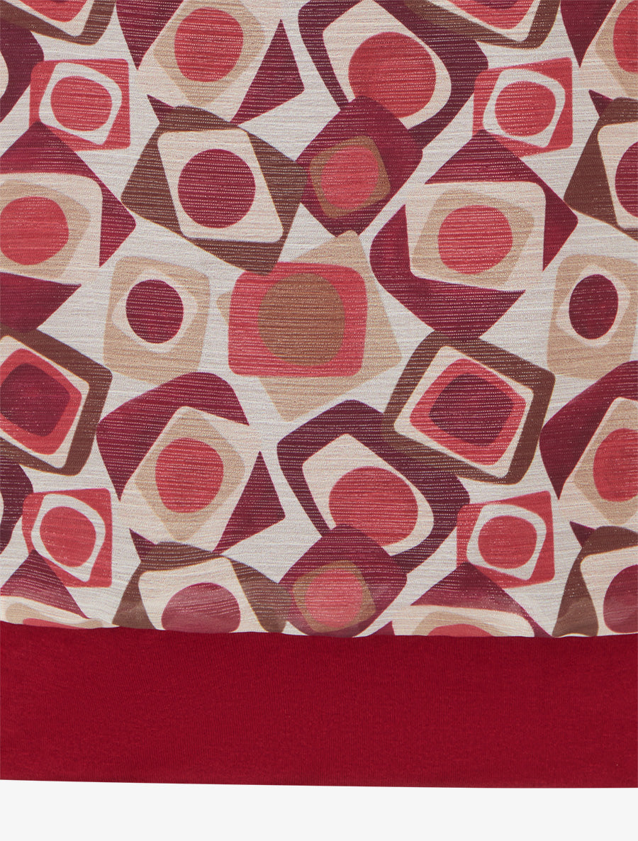 Blouse imprimé rétro à détail irisé - Bordeaux - 3
