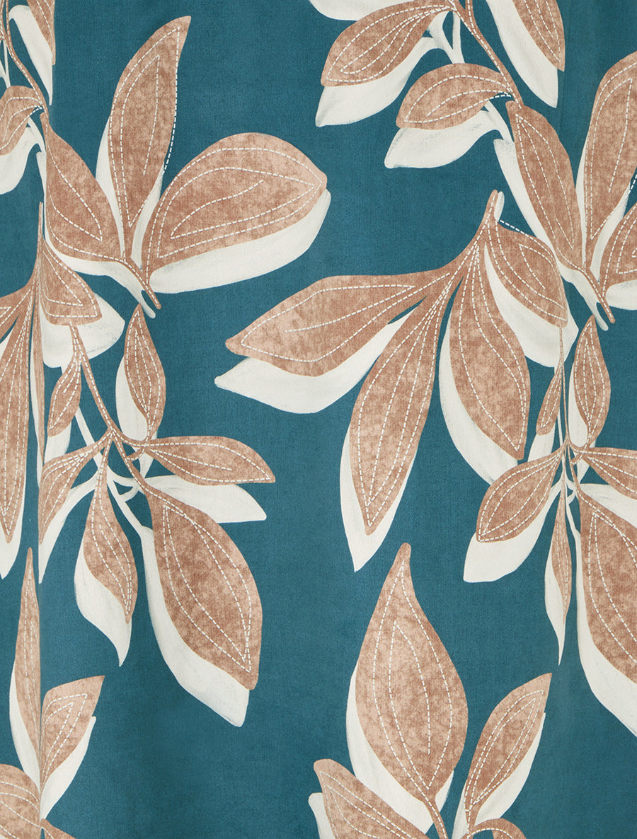 Jupe longue en suédine imprimé feuilles - Bleu canard - 3