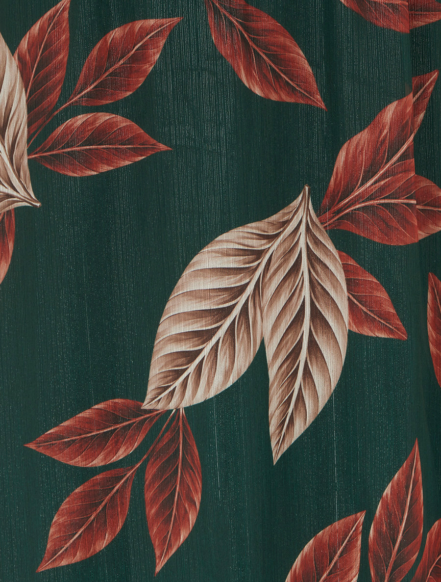 Jupe longue en voile irisé imprimé feuilles - Vert foncé - 3