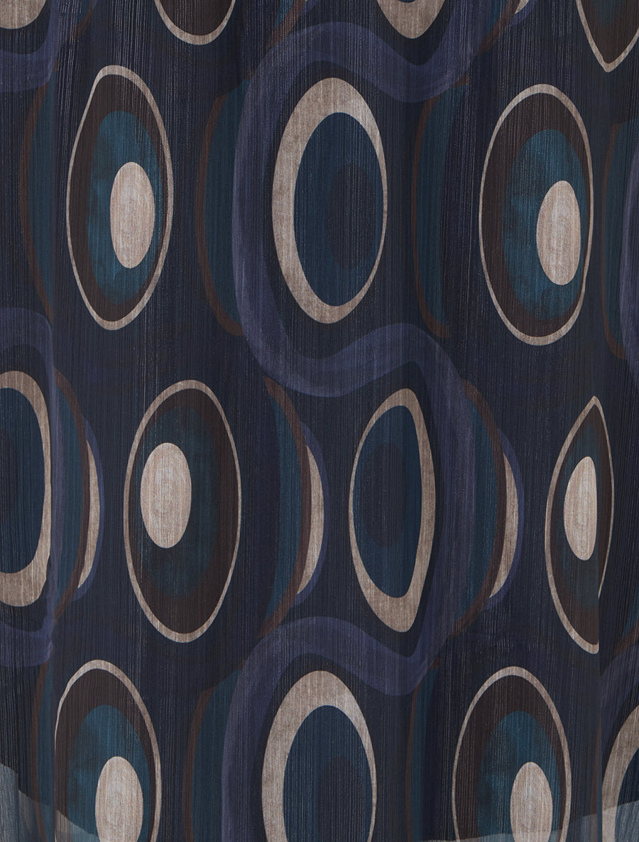 Jupe longue en voile irisé imprimé graphique - Bleu nuit - 3