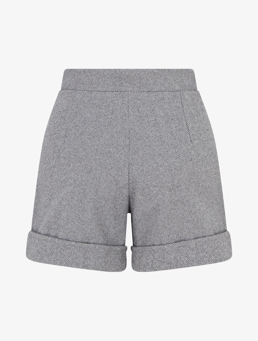 Short droit à ourlet et boutons décoratifs - Gris - 2