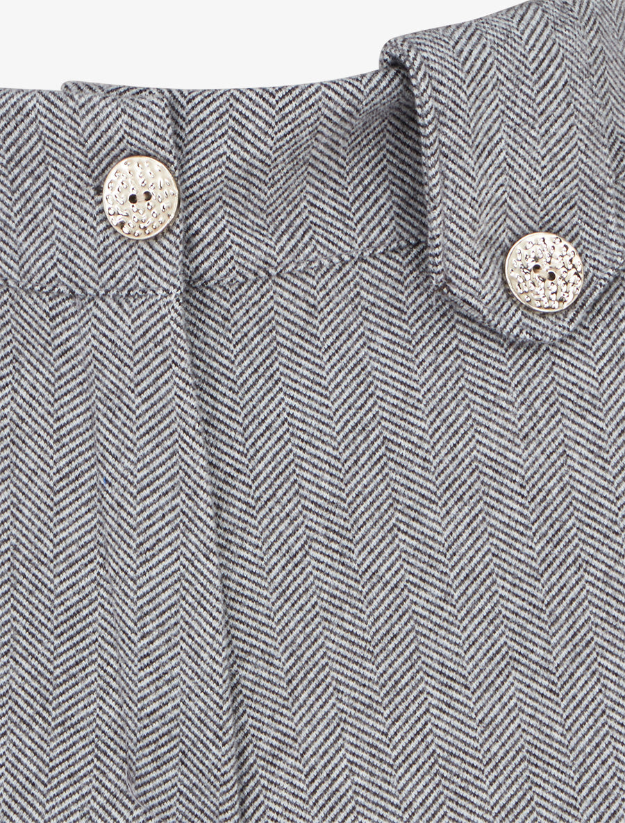Short droit à ourlet et boutons décoratifs - Gris - 3