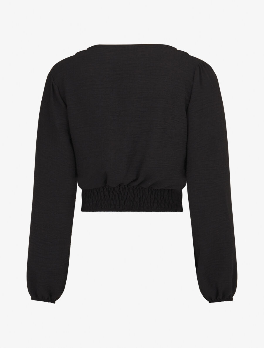 Crop top à col cache-coeur - Noir - 2