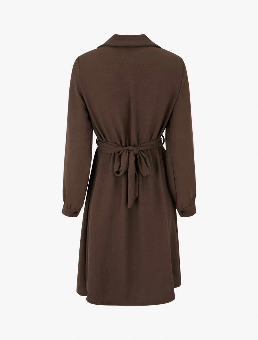Robe chemise à pan à nouer - Marron - 2