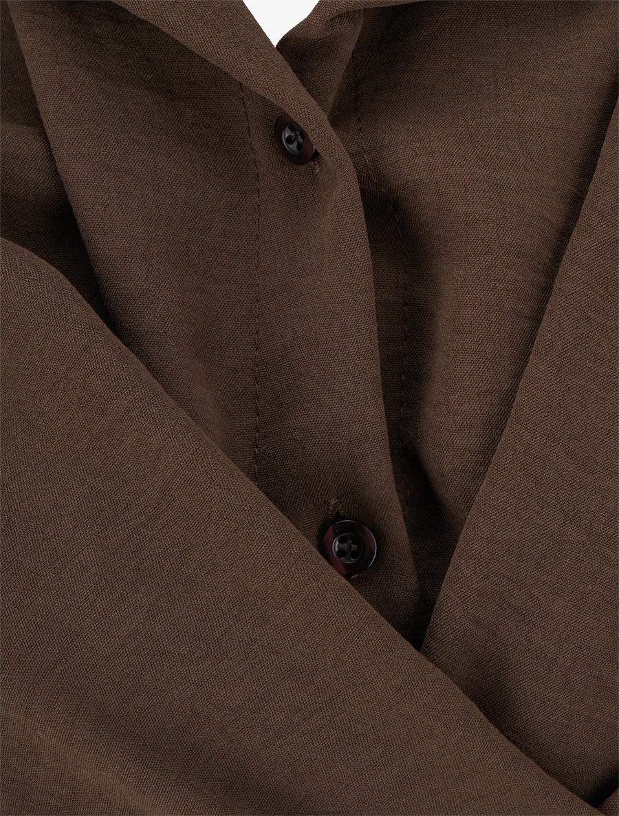 Robe chemise à pan à nouer - Marron - 3