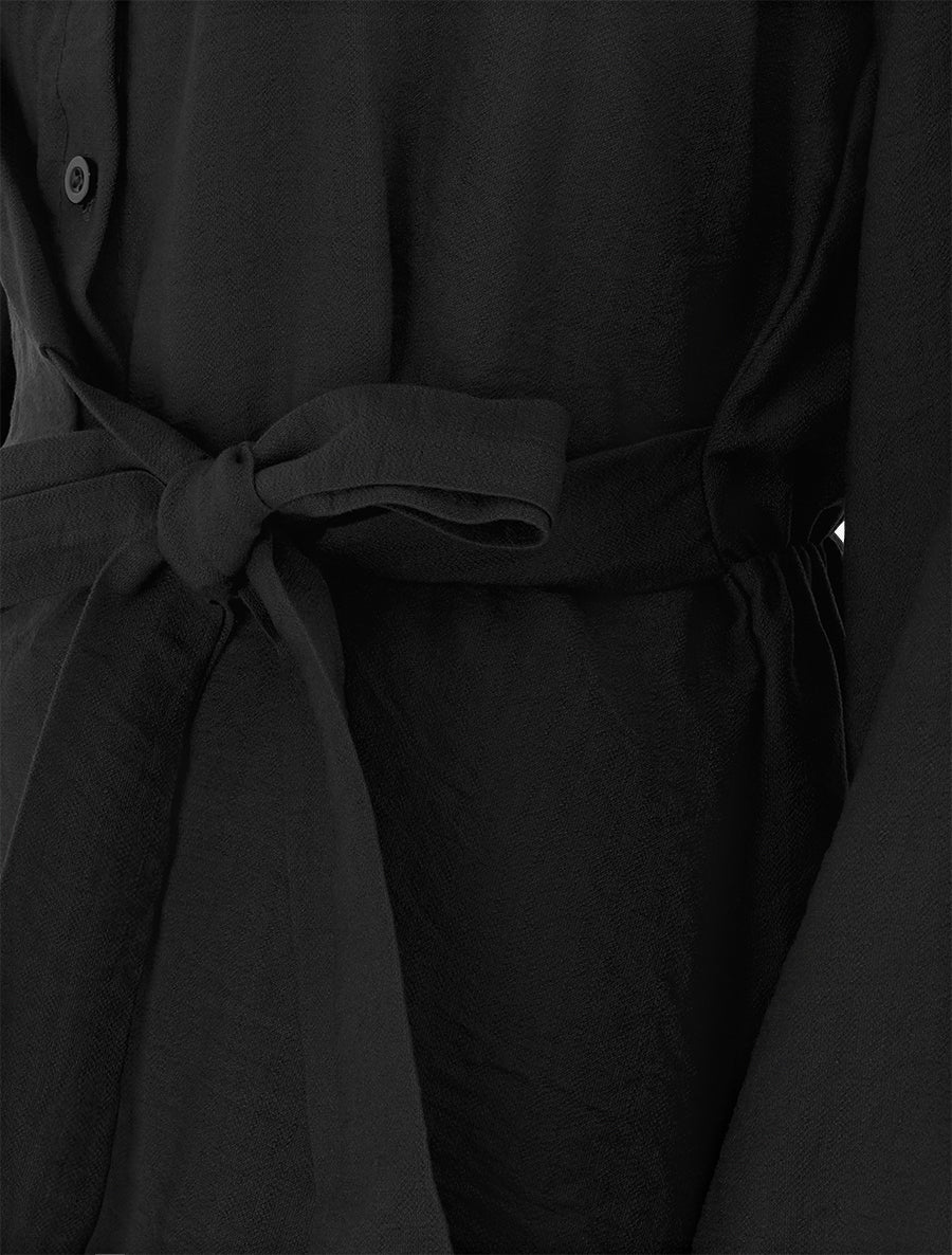 Top manches longues style chemise à nouer - Noir - 3
