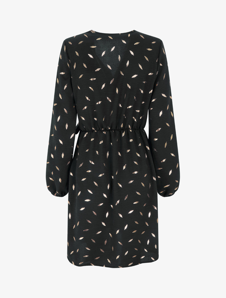 Robe élastiquée à plumes irisées - Noir - 2