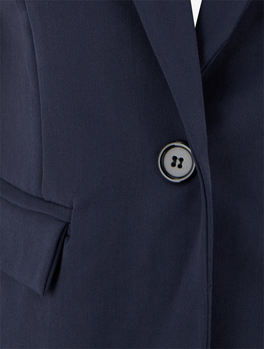 Blazer uni à col cranté - Marine - 3
