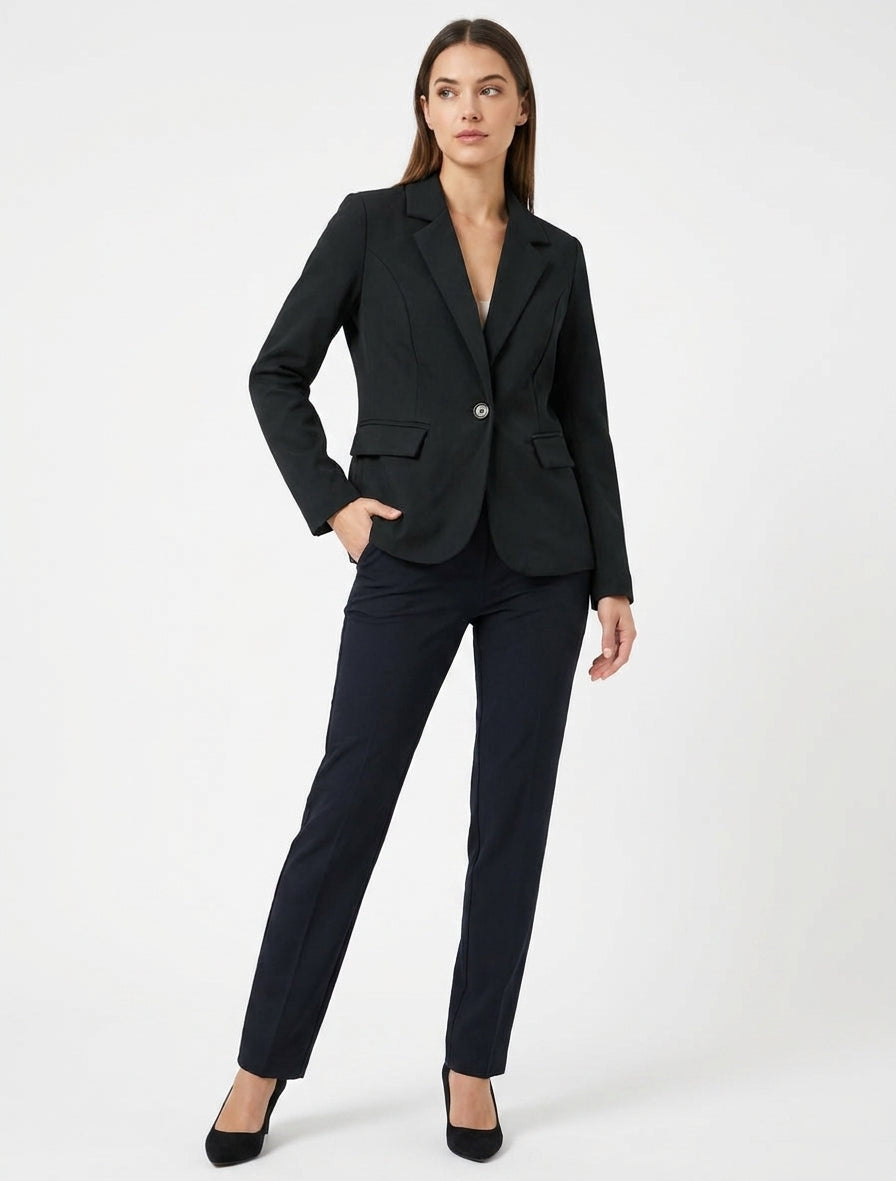 Blazer semplice con collo dentellato - Nero