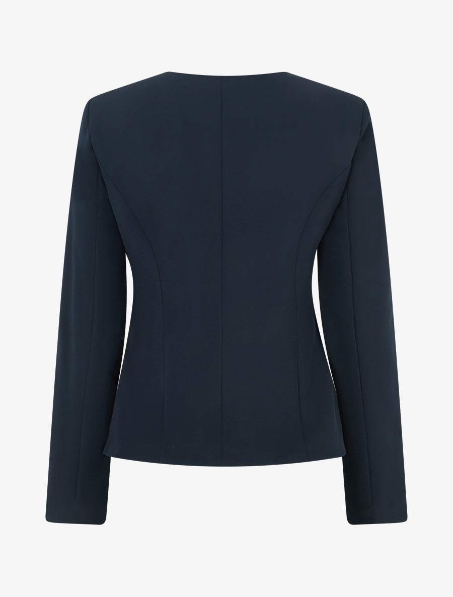 Veste un bouton à épaulettes et col rond - Marine - 2