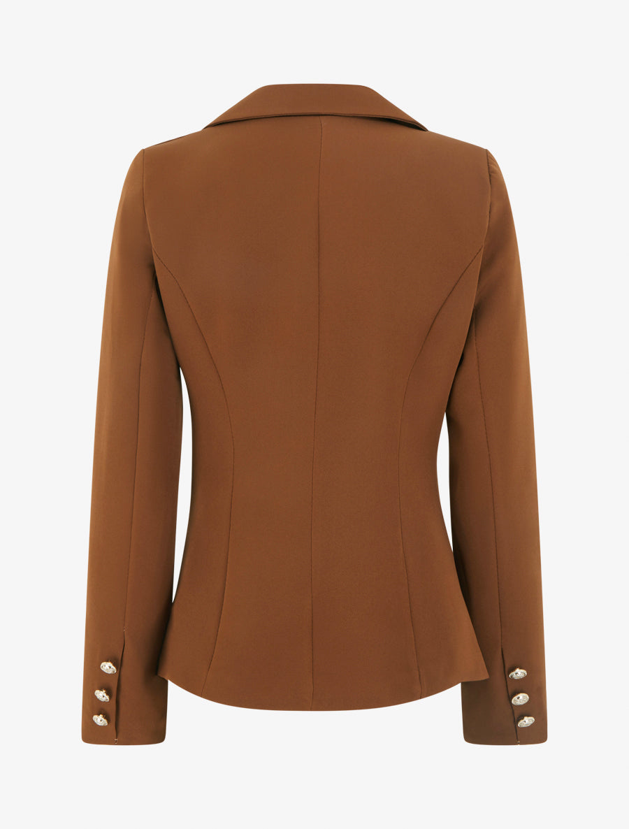 Blazer cintré à un bouton et épaulettes - Camel - 2