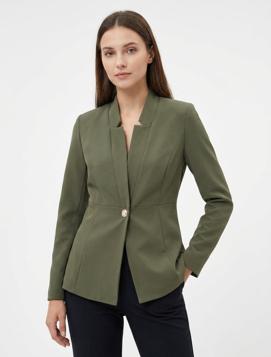 Blazer semplice con chiusura a bottoni - Cachi