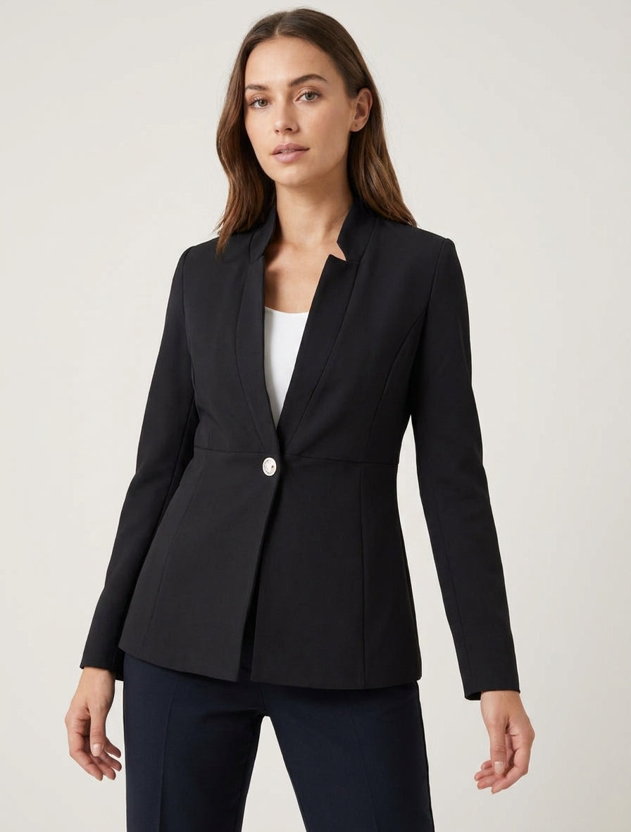 Blazer semplice con chiusura a bottoni - Nero
