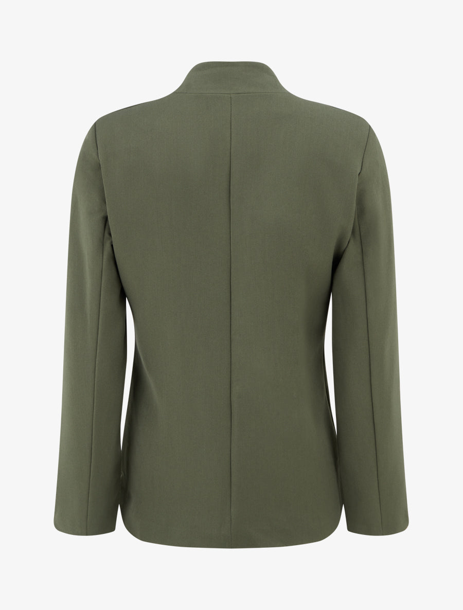 Blazer uni à col droit - Kaki - 2