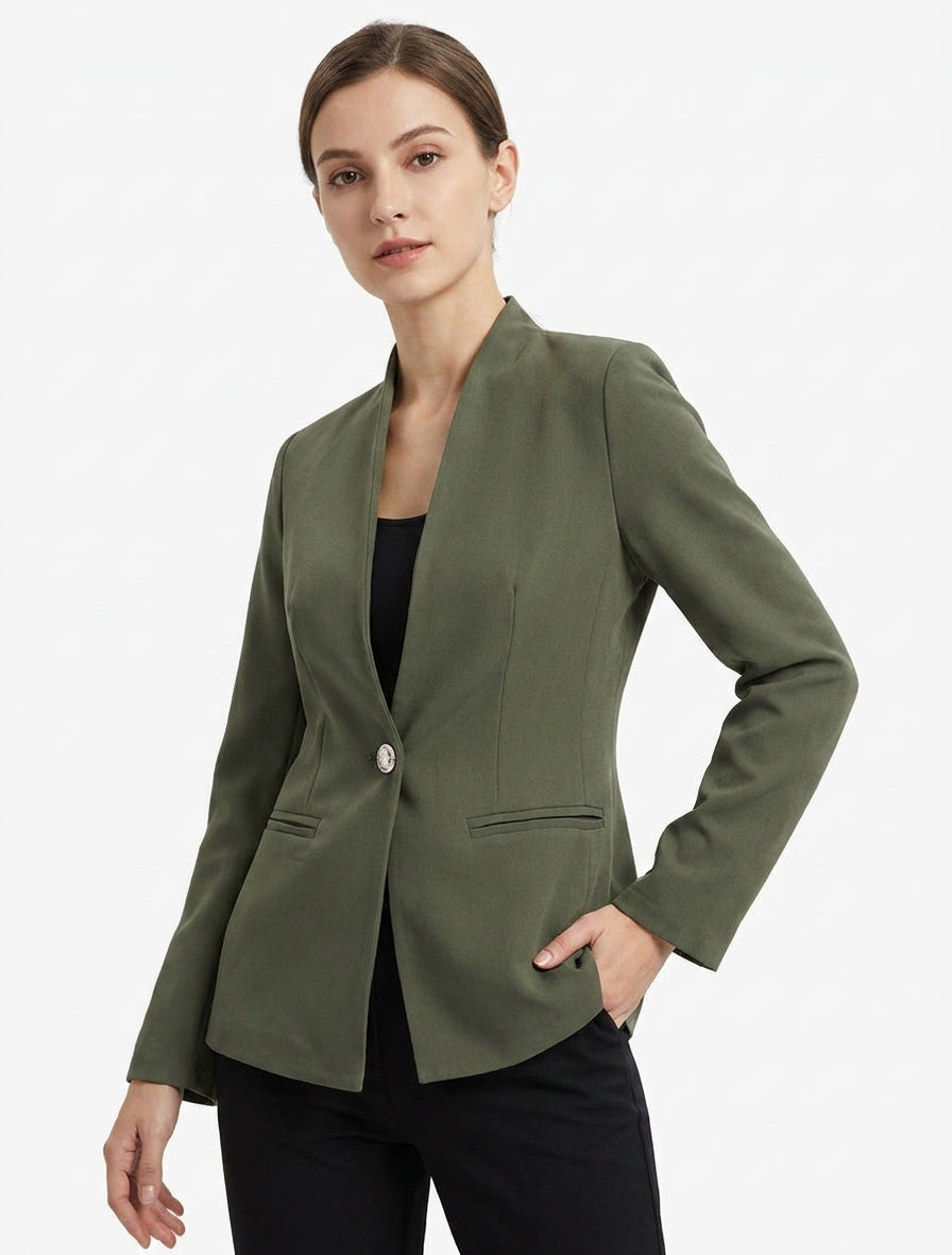 Blazer semplice con collo dritto - Cachi