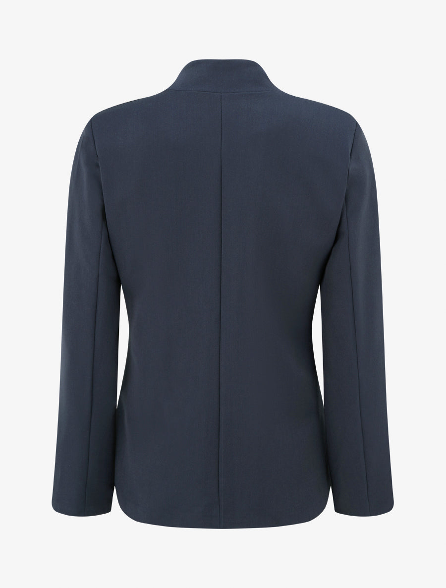 Blazer uni à col droit - Marine - 2