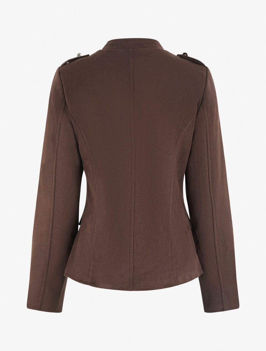 Veste en suédine style officier - Marron - 2