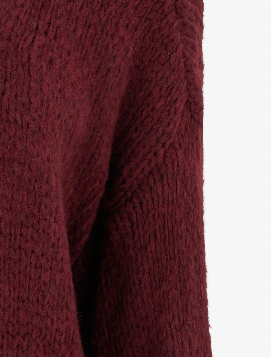 Gilet ouvert en maille épaisse coupe ample - Lie de vin - 3