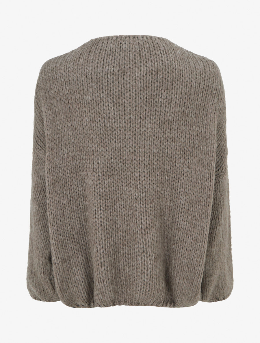 Gilet ouvert en maille épaisse coupe ample - Taupe - 2