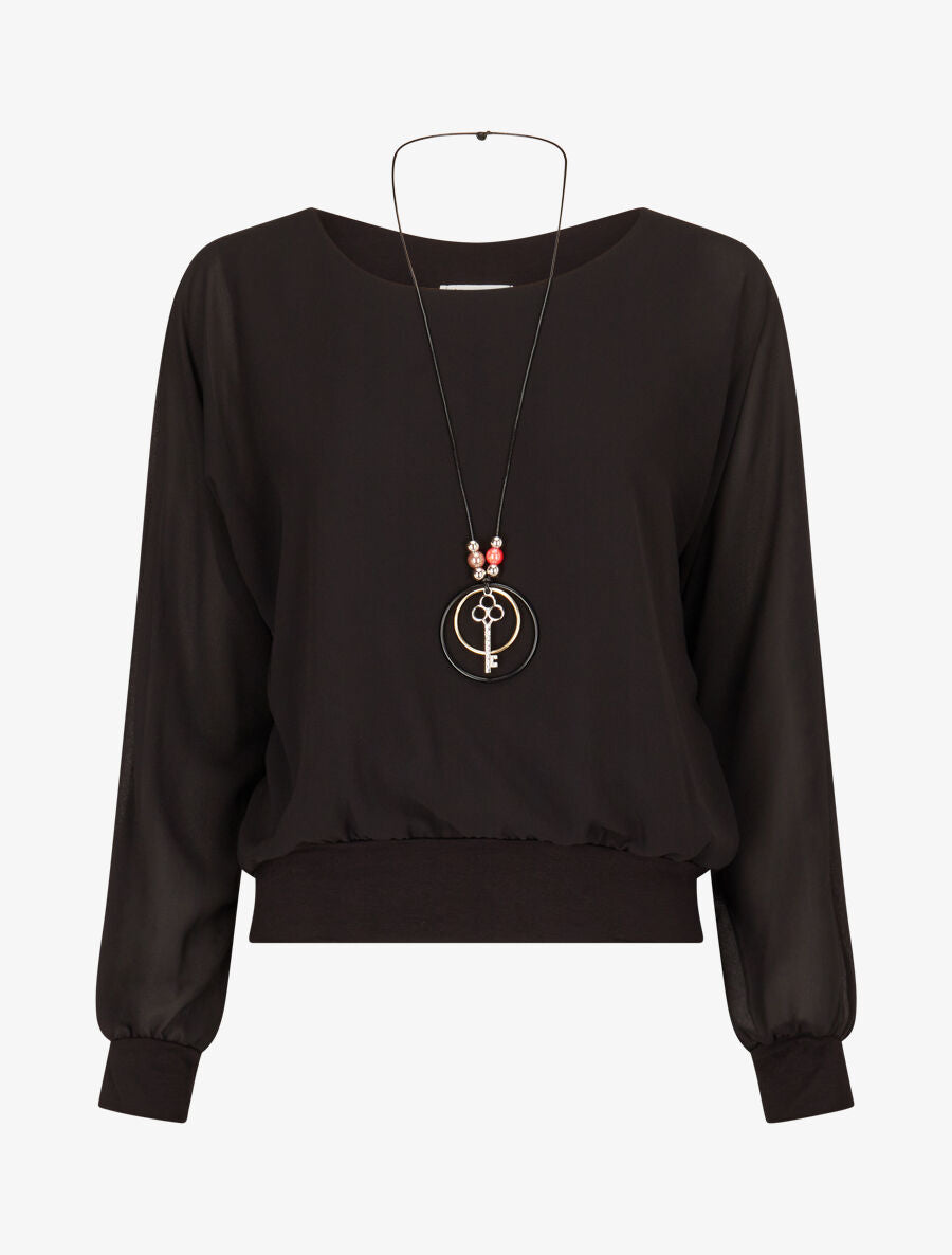 Top uni en voile - Noir - 5