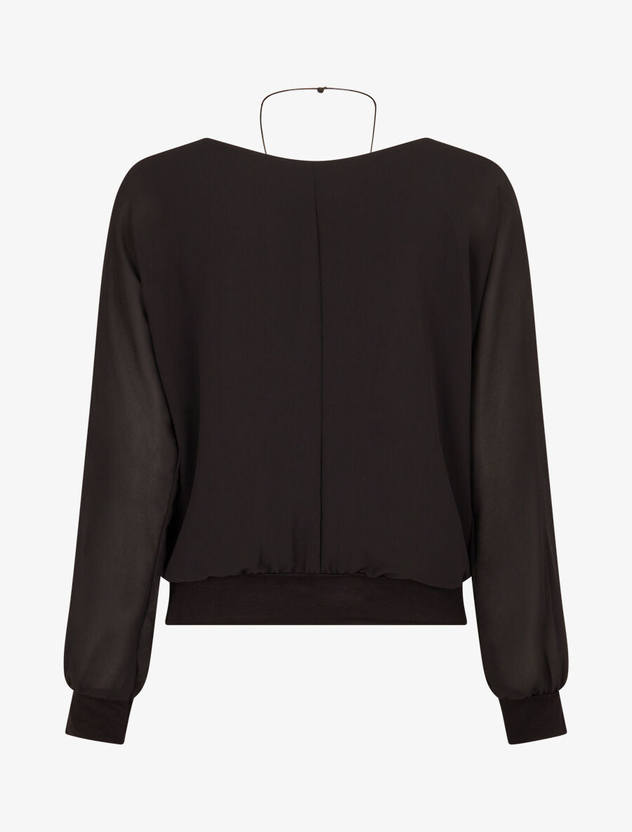 Top uni en voile - Noir - 2