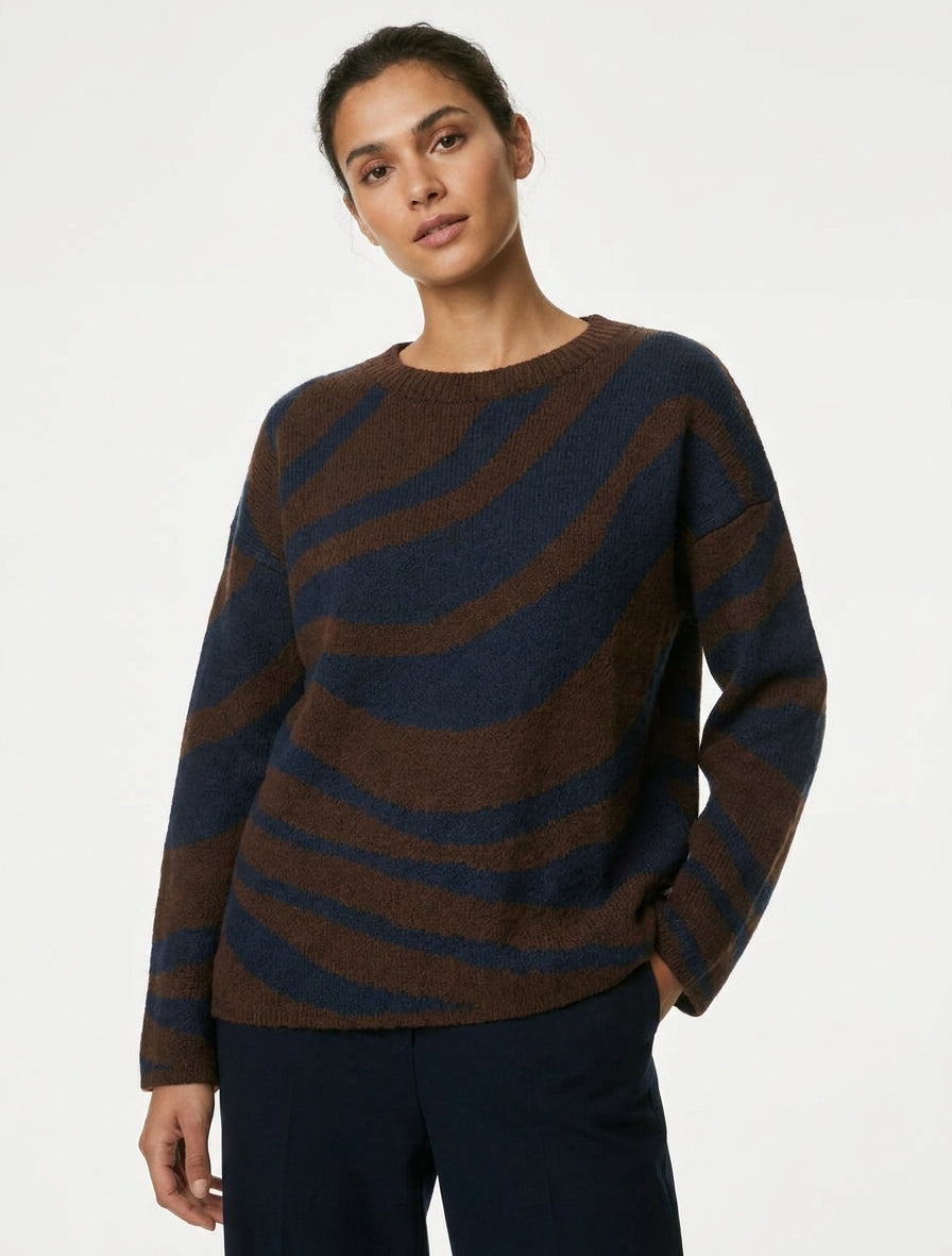 Maglione a taglio quadrato con motivo zebrato - Marina