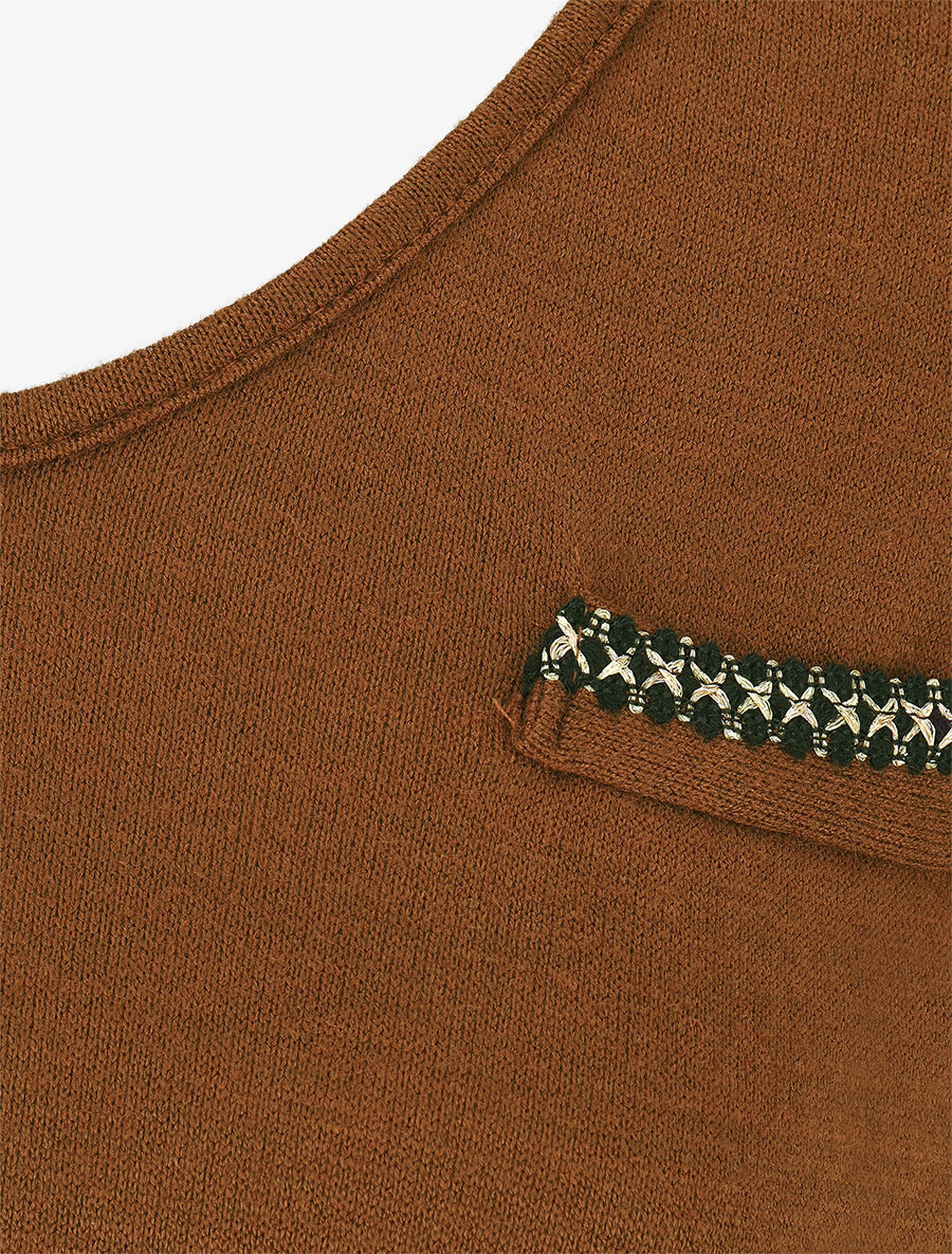 Pull fin à détails irisés - Camel - 3