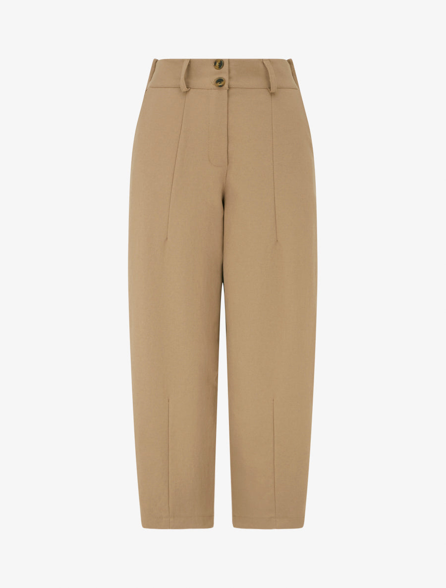 Pantalon uni à fermeture boutonnée - Camel clair - 1