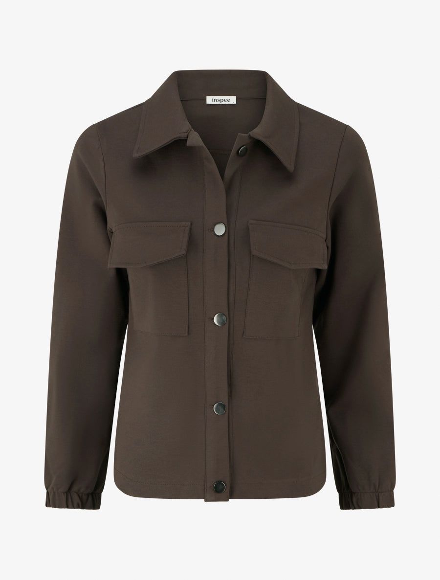 Veste unie à poignets élastiqués - Marron - 1