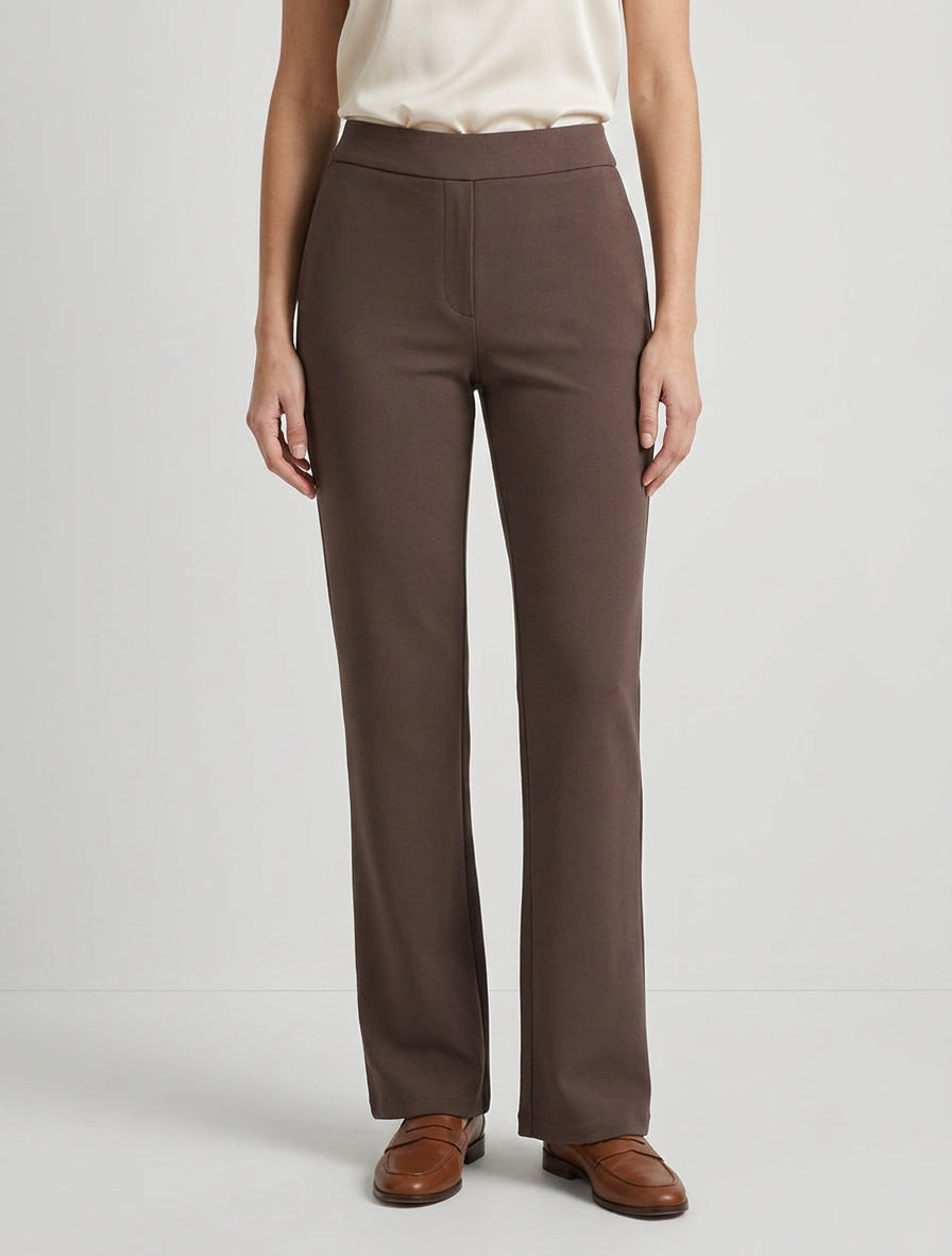 Pantalone tinta unita taglio dritto - Marrone