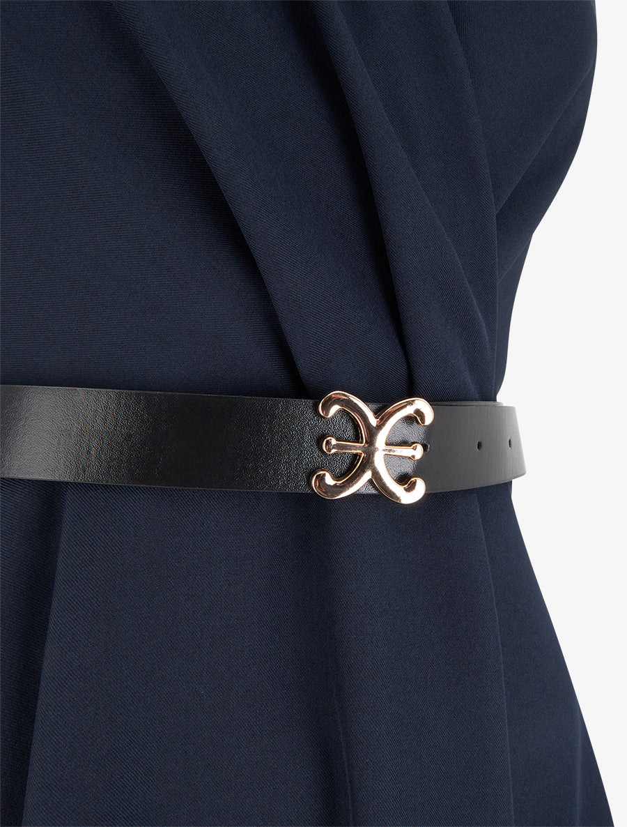 Robe patineuse sans manches à col cache-coeur - Marine - 3