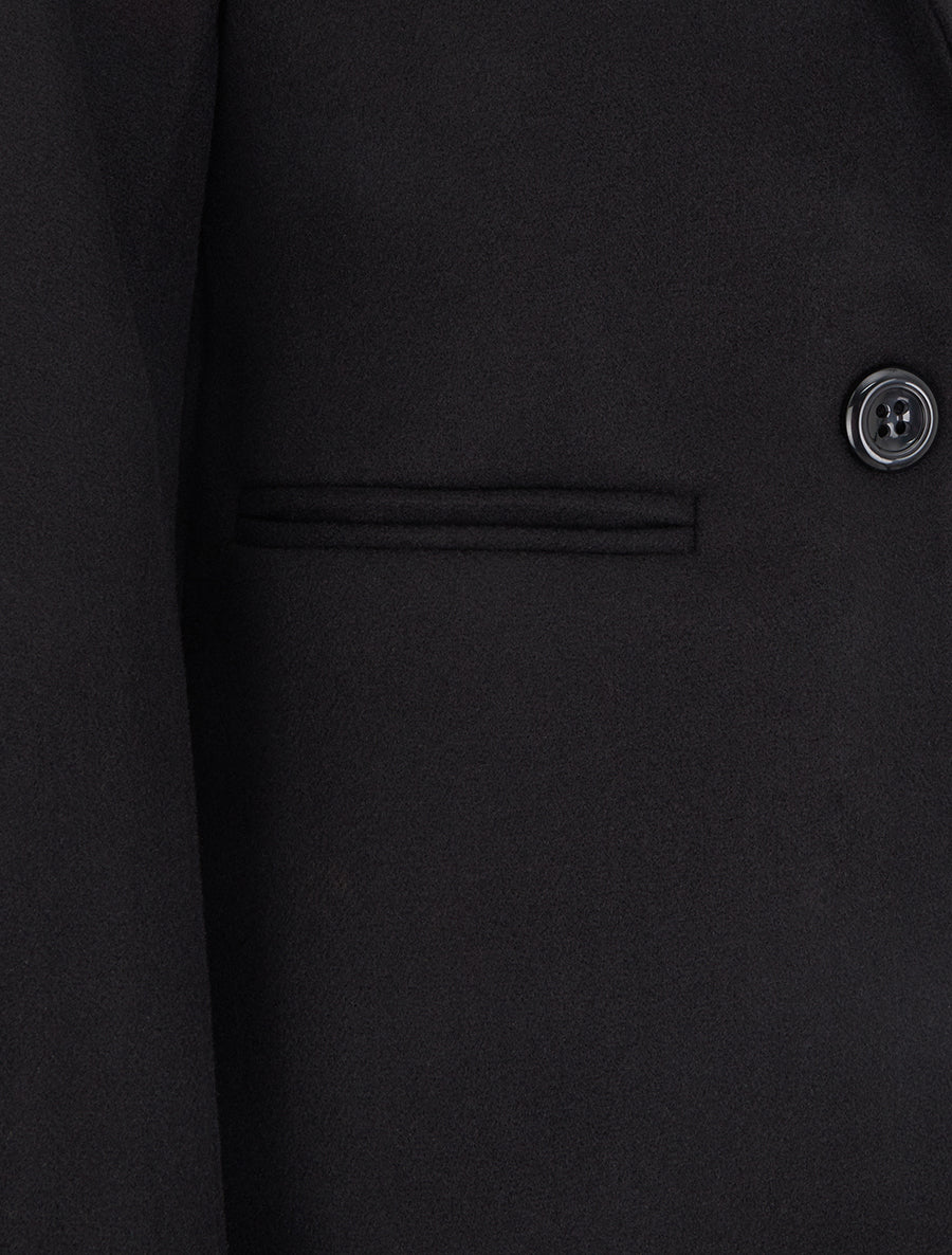 Manteau uni à col cranté - Noir - 3