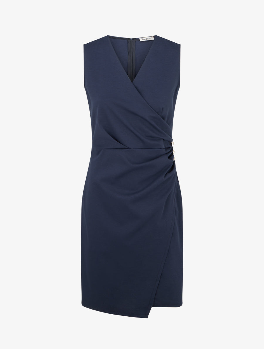 Robe sans manches style portefeuille - Marine - 1