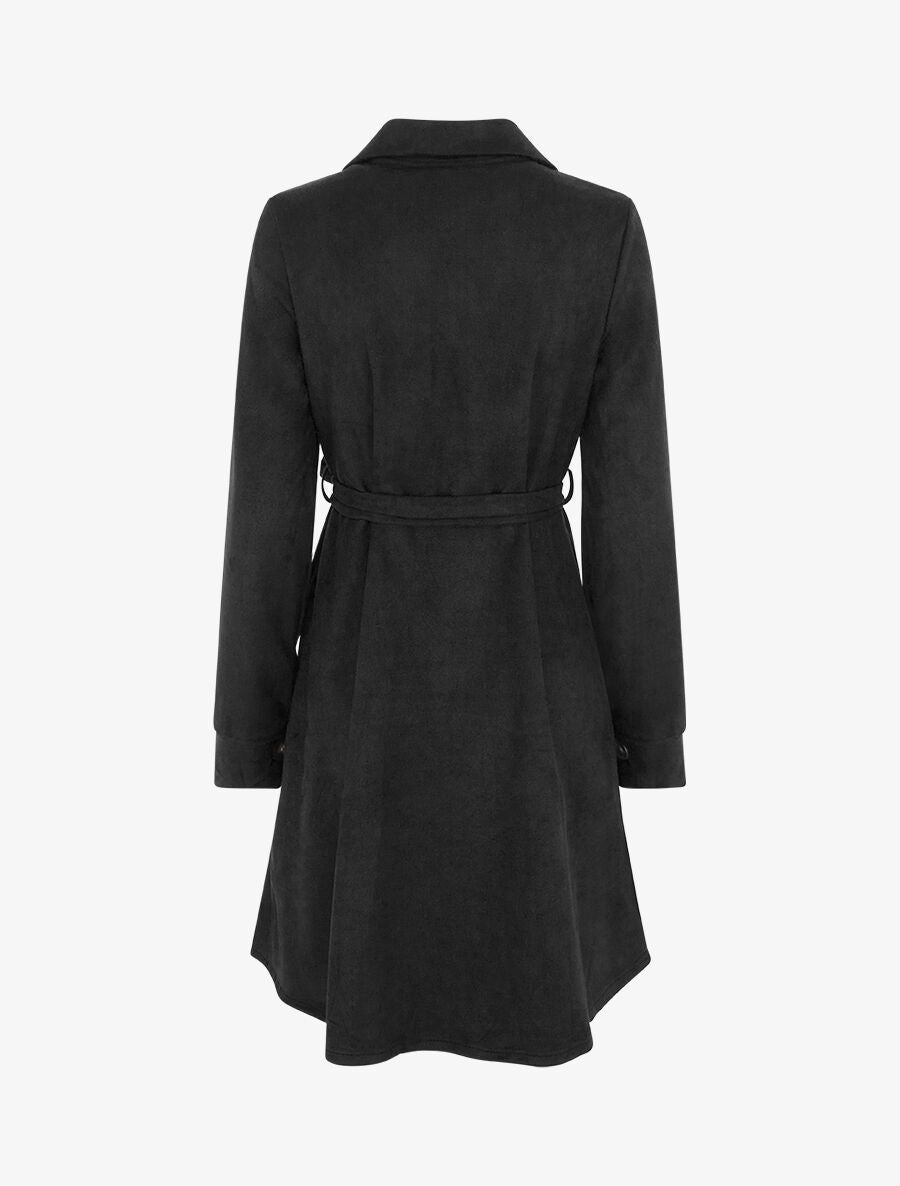 Robe chemise en suédine - Noir - 2