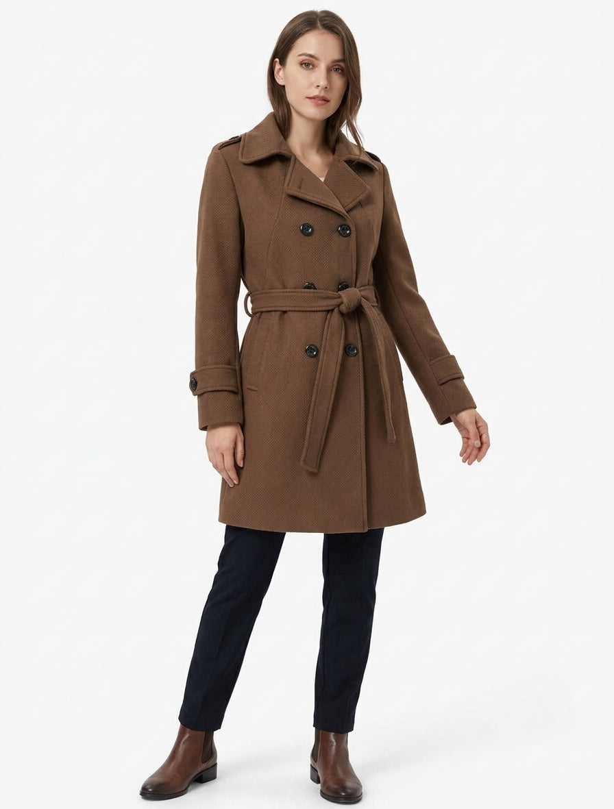 Cappotto dritto in misto lana - Marrone