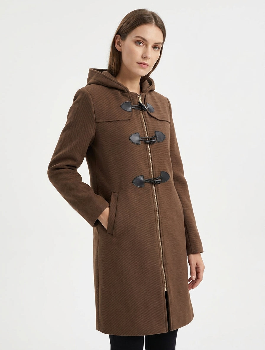Cappotto montgomery semplice con cappuccio - Marrone