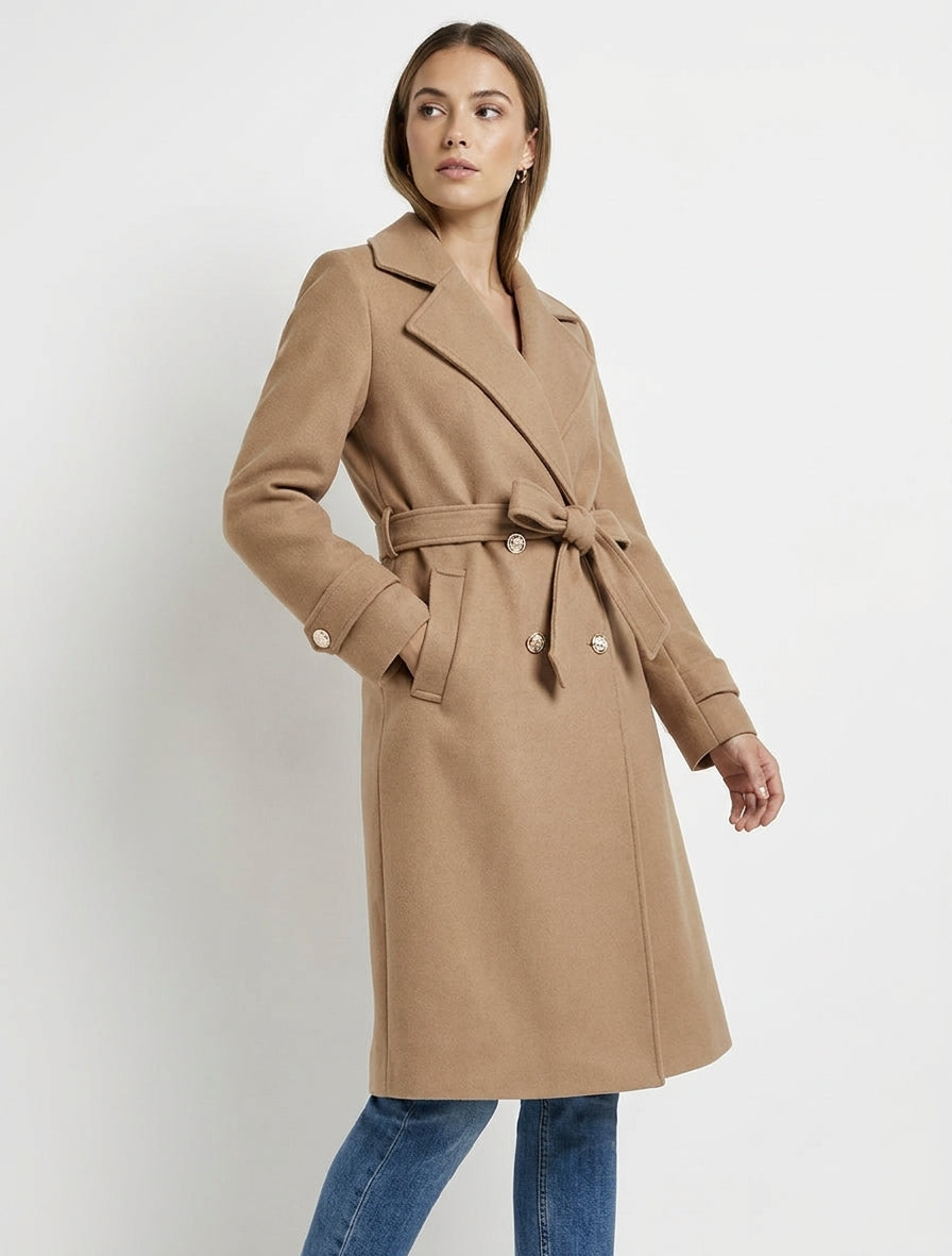 Cappotto dritto con collo dentellato - Chameau