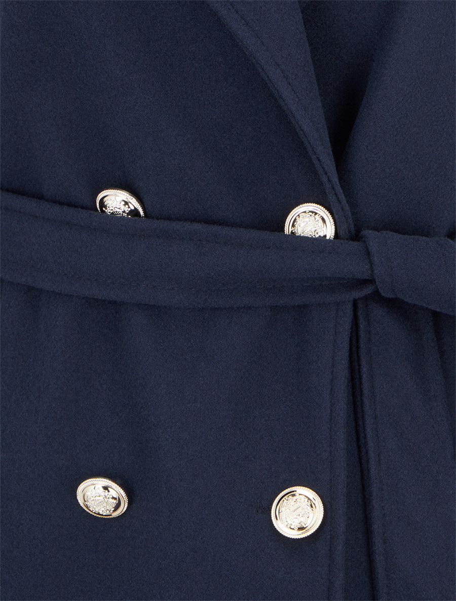 Manteau droit à col cranté - Marine - 3