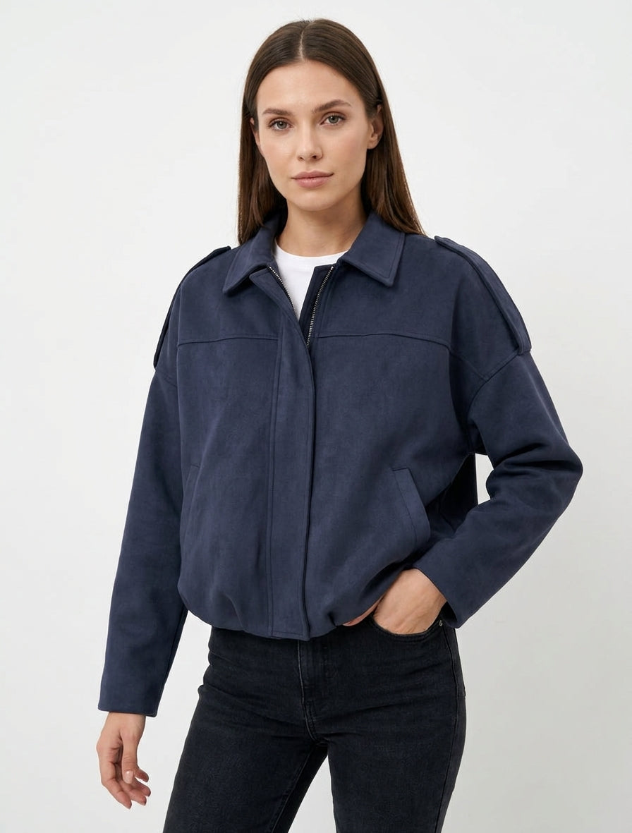 Bomber con collo alla coreana - Marina