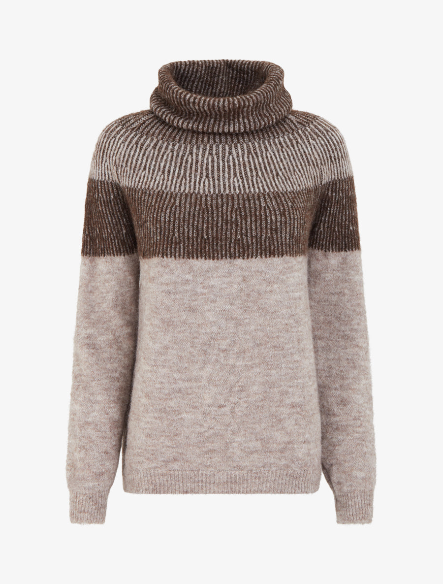 Pull en maille à col roulé - Taupe - 1