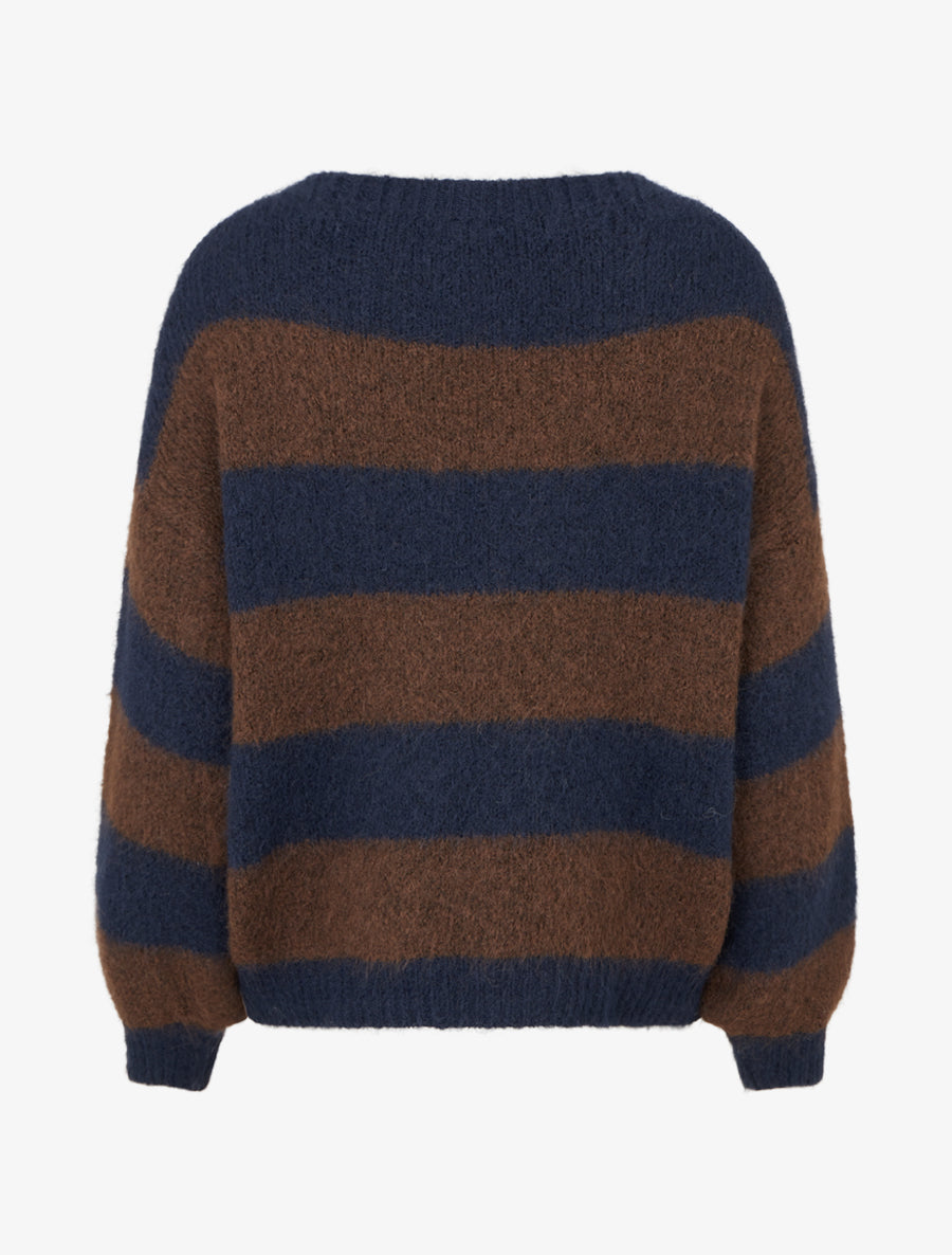 Pull en maille à rayures - Marine - 2