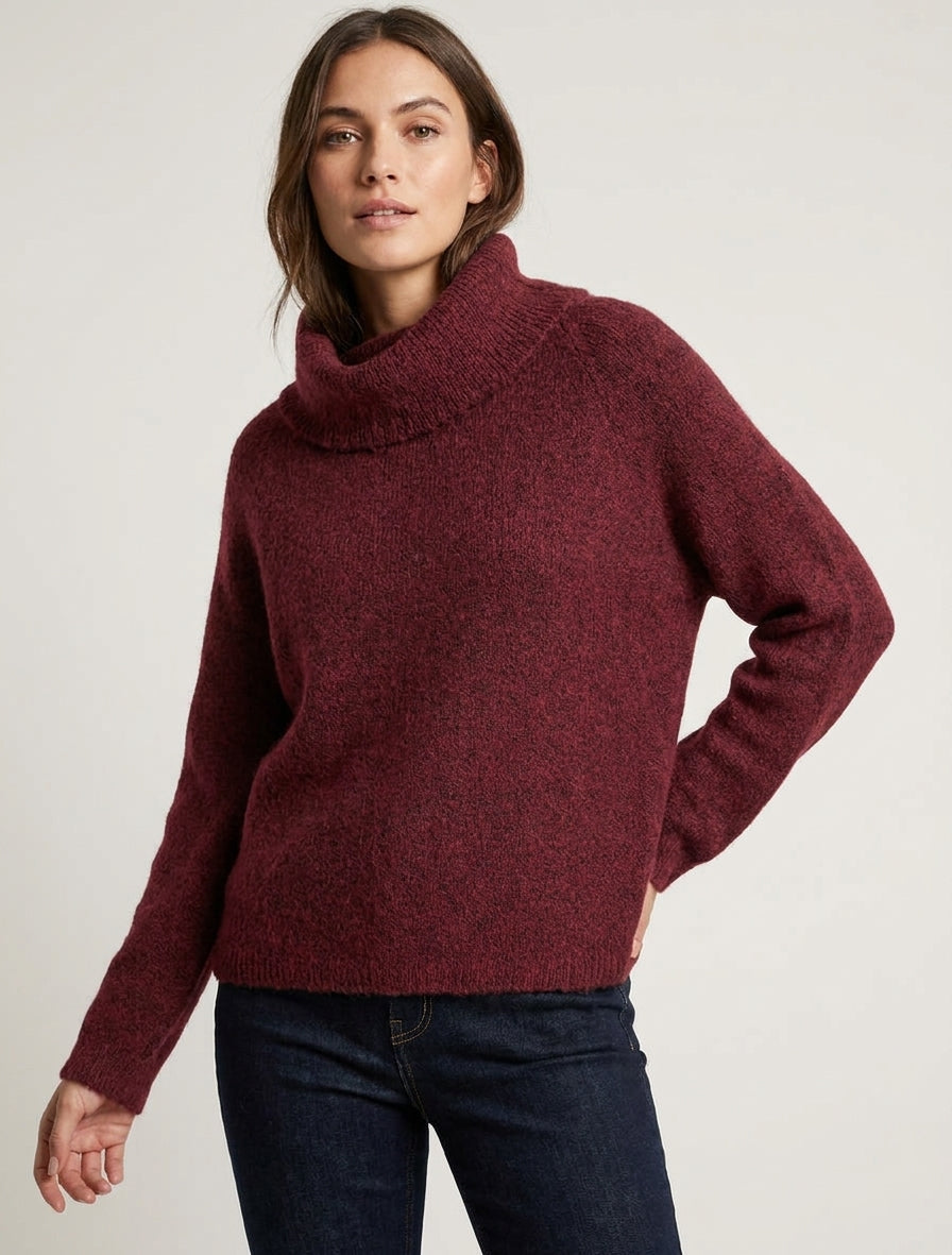 Maglione a collo alto in lana mista - Bordeaux
