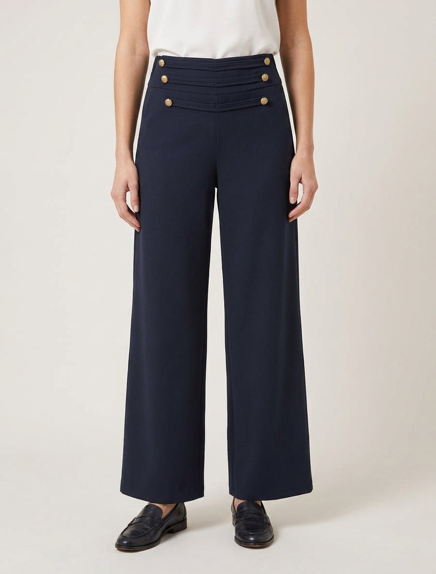 Pantaloni a vita alta con bottoni decorativi - Marina