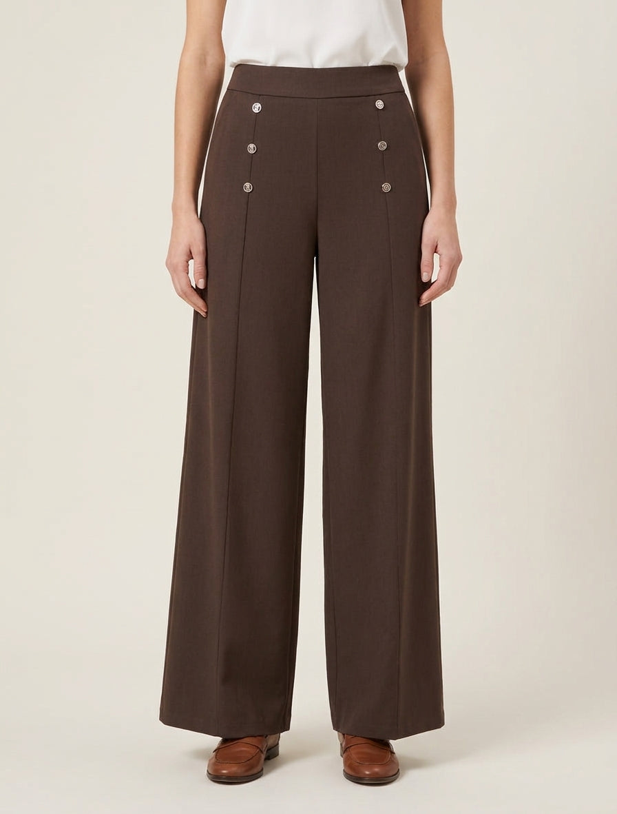 Pantaloni a palazzo taglio dritto - Marrone