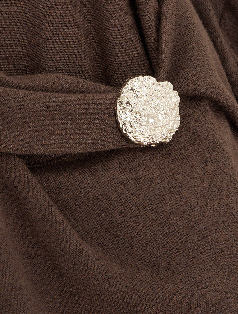 Pull fin à empiècement bijou - Marron - 3