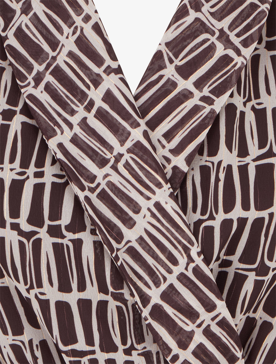 Blouse imprimée à col cache-coeur - Marron - 3
