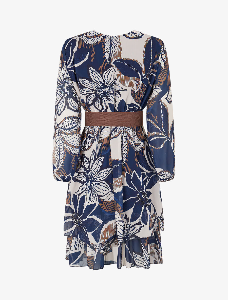 Robe à basque imprimé fleuri - Bleu - 2