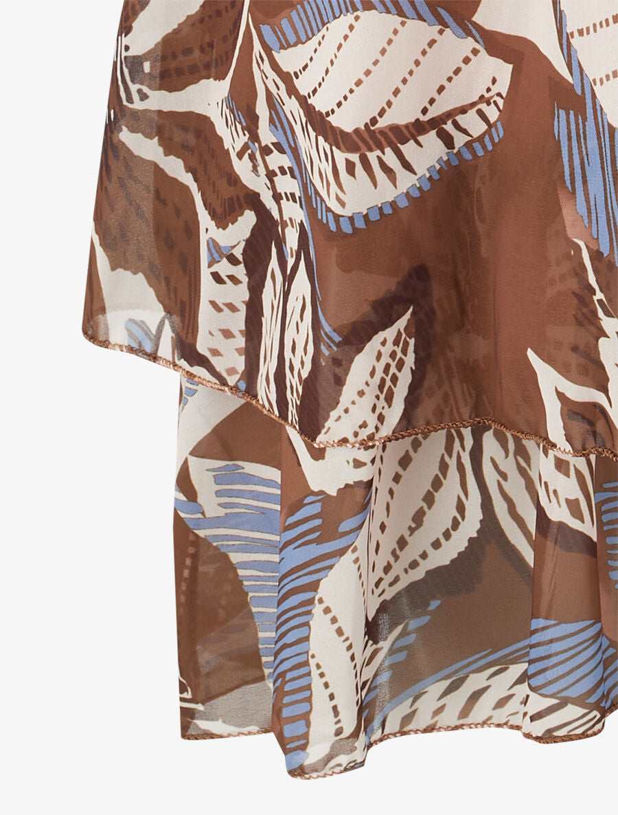 Robe à basque imprimé fleuri - Marron - 3