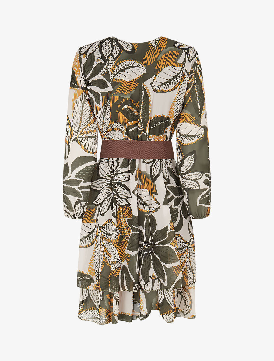 Robe à basque imprimé fleuri - Vert - 2